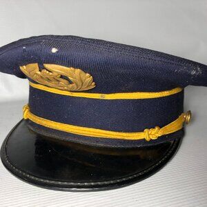 Vintage Navy Marching Band Uniform Hat Staten Island Soldier Castro
